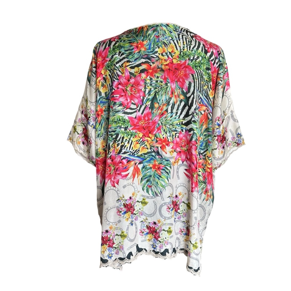•Johnny Was Silk floral blouse Sz S Like New - Picture 3 of 12